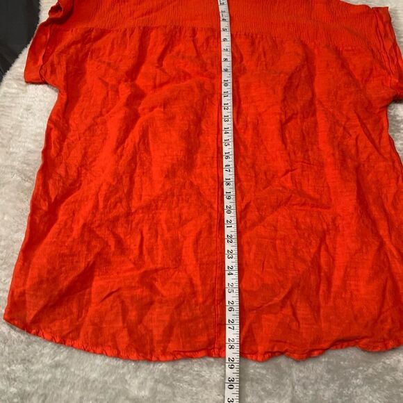 New Saiph Lab Womens Orange 100% Linen Shirt Plus Size 3X Top Made Italy - Picture 7 of 7